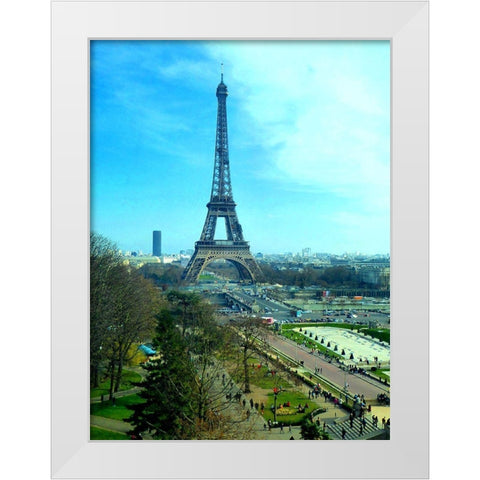 Eiffel Tower Skies White Modern Wood Framed Art Print by Ghanooni, Sarah