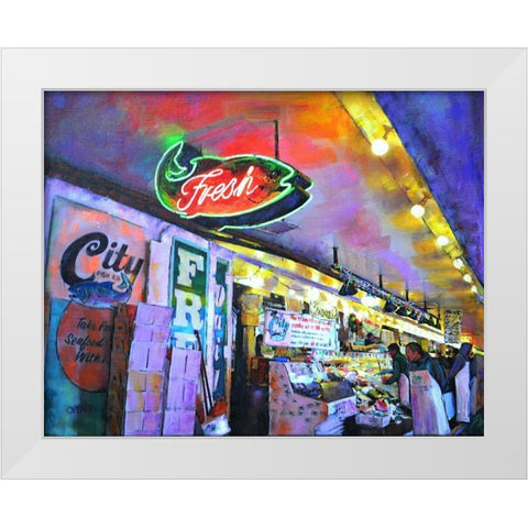 Fresh Fish White Modern Wood Framed Art Print by Ghanooni, Sarah