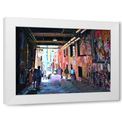 Grafitti Alley White Modern Wood Framed Art Print by Ghanooni, Sarah