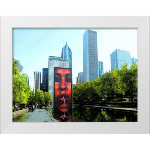 Millenium Park White Modern Wood Framed Art Print by Ghanooni, Sarah