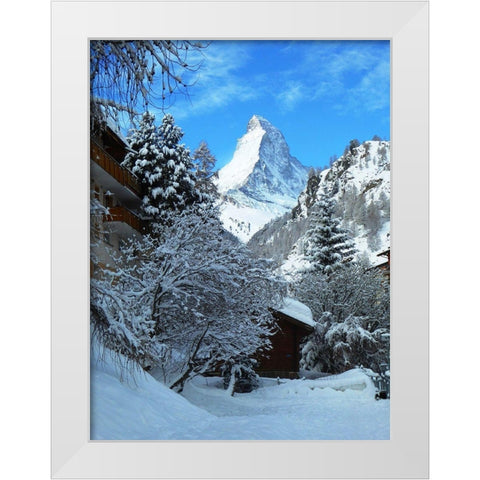 Mountain Tops White Modern Wood Framed Art Print by Ghanooni, Sarah