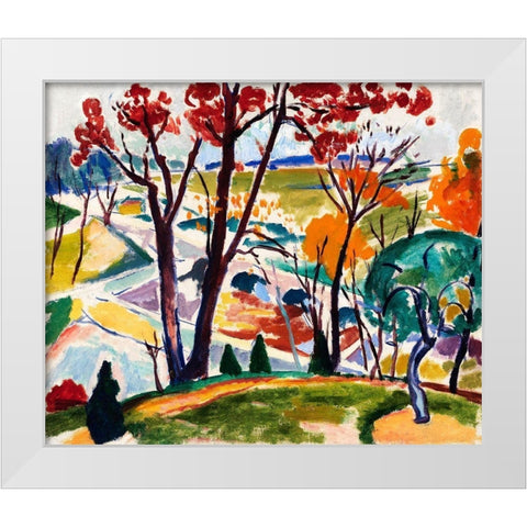 Landscape-Bridge-Huntingdon Valley White Modern Wood Framed Art Print by Sayen, Henry Lyman