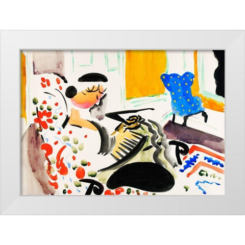 Calligraphic Interior White Modern Wood Framed Art Print by Sayen, Henry Lyman