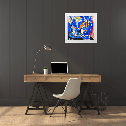 Child Reading White Modern Wood Framed Art Print by Sayen, Henry Lyman