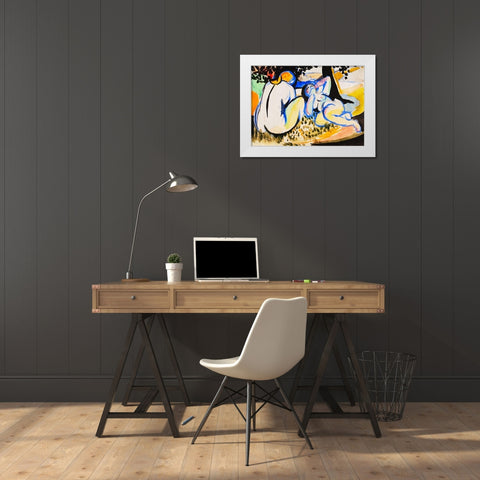 Nudes White Modern Wood Framed Art Print by Sayen, Henry Lyman