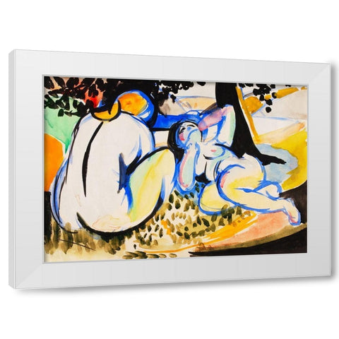 Nudes White Modern Wood Framed Art Print by Sayen, Henry Lyman
