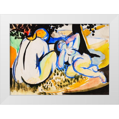 Nudes White Modern Wood Framed Art Print by Sayen, Henry Lyman