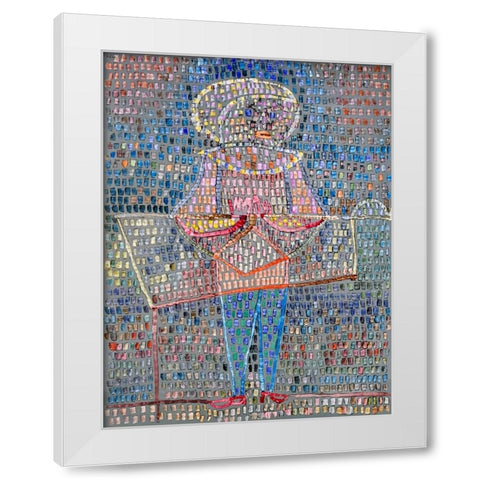Boy in Fancy Dress White Modern Wood Framed Art Print by Klee, Paul
