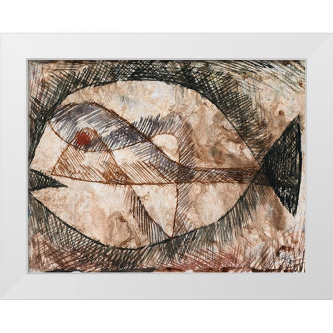 CC Fisch White Modern Wood Framed Art Print by Klee, Paul