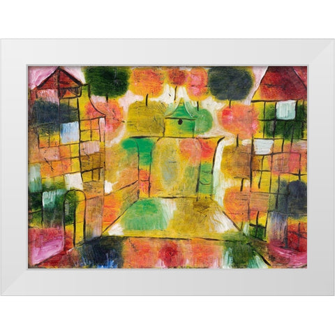 Tree and Architecture-Rhythms White Modern Wood Framed Art Print by Klee, Paul