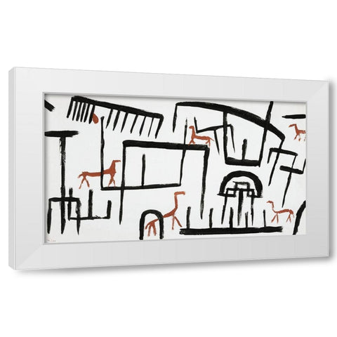Animals in an Enclosure White Modern Wood Framed Art Print by Klee, Paul