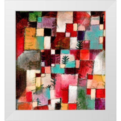 Red green and Violet Yellow Rhythms White Modern Wood Framed Art Print by Klee, Paul