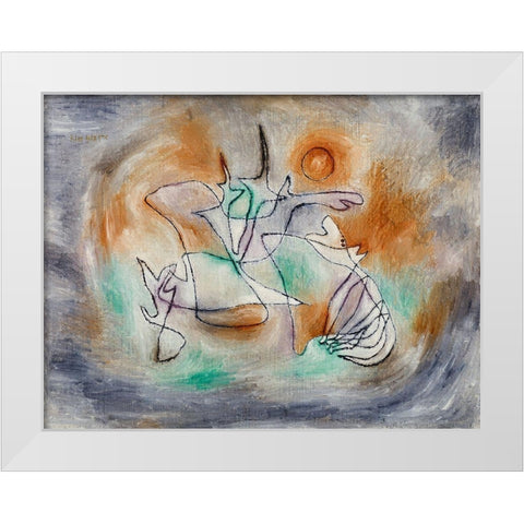 Howling Dog White Modern Wood Framed Art Print by Klee, Paul