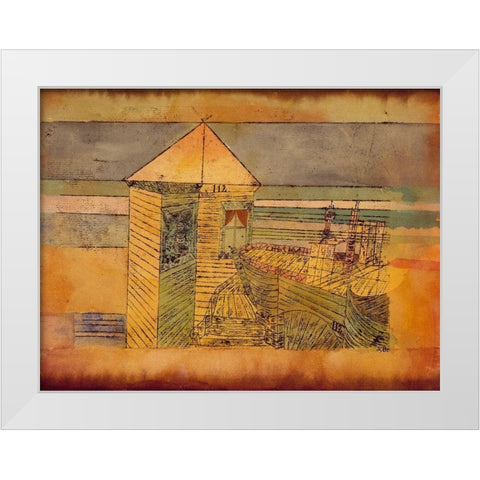 Miracle Landing 1920 White Modern Wood Framed Art Print by Klee, Paul