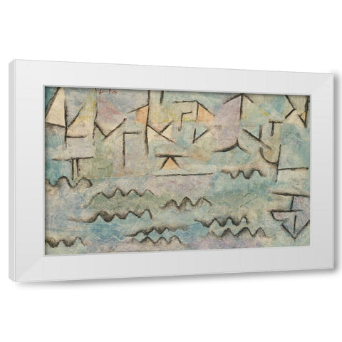 The Rhine at Duisburg White Modern Wood Framed Art Print by Klee, Paul