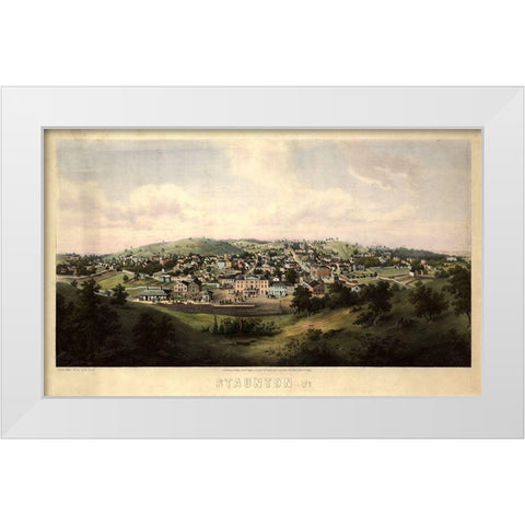 Staunton Virginia 1857 White Modern Wood Framed Art Print by Vintage Places