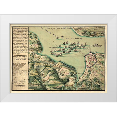 Siege of Quebec City 1670 White Modern Wood Framed Art Print by Vintage Places