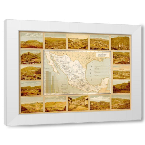 Mineralogical Map of Mexico White Modern Wood Framed Art Print by Vintage Maps