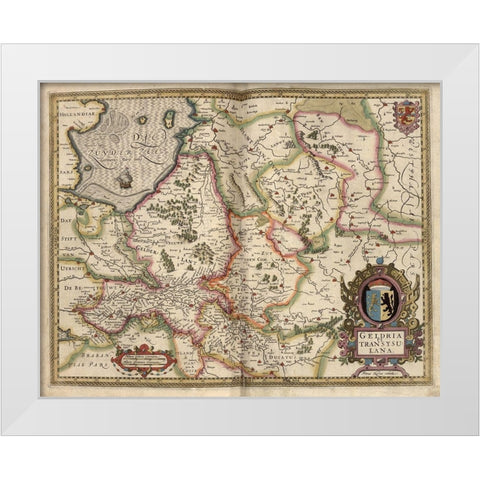 Map of Transylvania Roumania White Modern Wood Framed Art Print by Vintage Maps