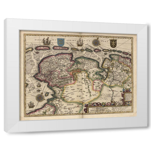 Map of the Area East of the Zuiderzee in the Netherlands White Modern Wood Framed Art Print by Vintage Maps