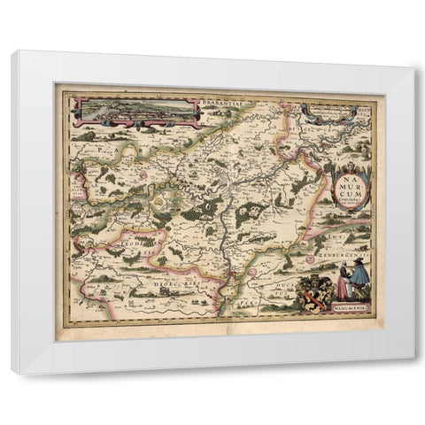 Map of Belgium and Namur White Modern Wood Framed Art Print by Vintage Maps