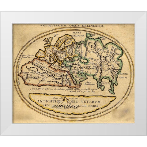 Antique World Map White Modern Wood Framed Art Print by Vintage Maps