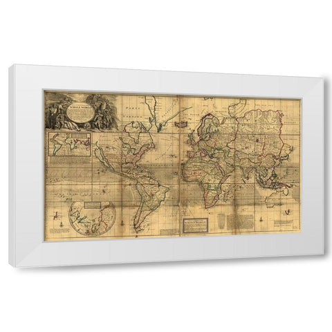 World Map White Modern Wood Framed Art Print by Vintage Maps