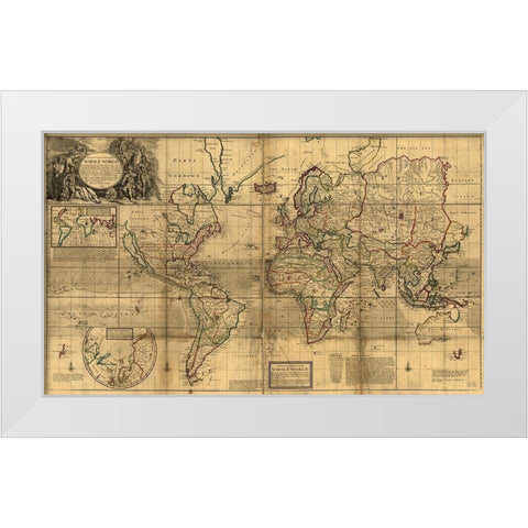 World Map White Modern Wood Framed Art Print by Vintage Maps