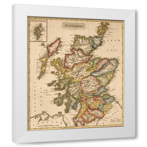 Scotland 1817 White Modern Wood Framed Art Print by Vintage Maps