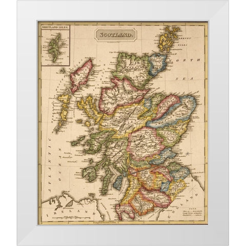 Scotland 1817 White Modern Wood Framed Art Print by Vintage Maps