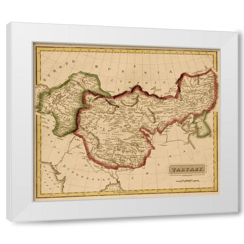 Tartary Mongolia 1817 White Modern Wood Framed Art Print by Vintage Maps