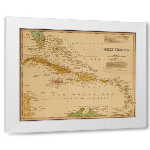 West Indies 1844 White Modern Wood Framed Art Print by Vintage Maps