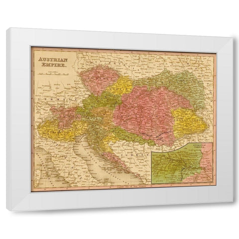 Austrian Empire 1844 White Modern Wood Framed Art Print by Vintage Maps