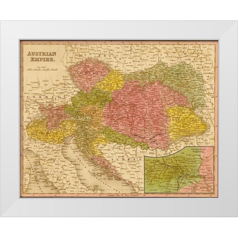 Austrian Empire 1844 White Modern Wood Framed Art Print by Vintage Maps