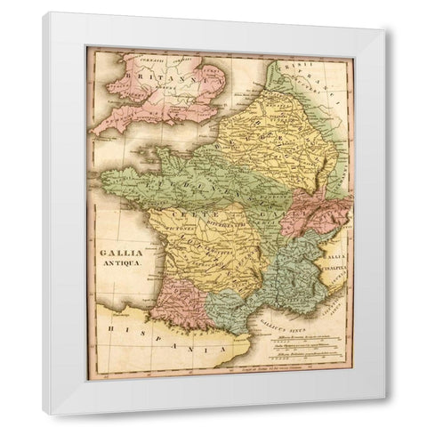 Ancient France Gallia Antiqua White Modern Wood Framed Art Print by Vintage Maps