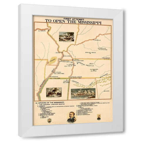 Civil War First Attempt to Open the Mississippi White Modern Wood Framed Art Print by Vintage Maps
