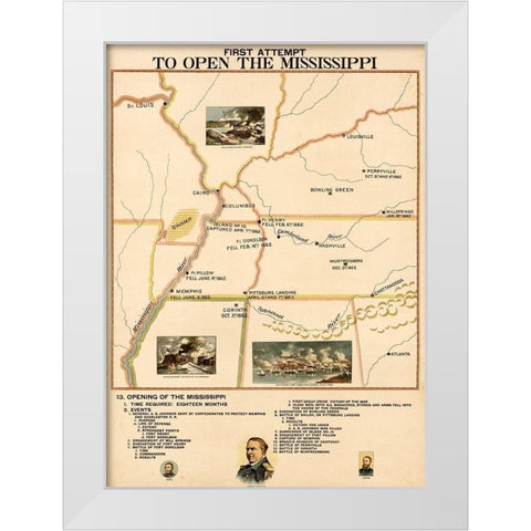 Civil War First Attempt to Open the Mississippi White Modern Wood Framed Art Print by Vintage Maps