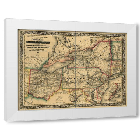 Civil War Railroad Map 1862 White Modern Wood Framed Art Print by Vintage Maps