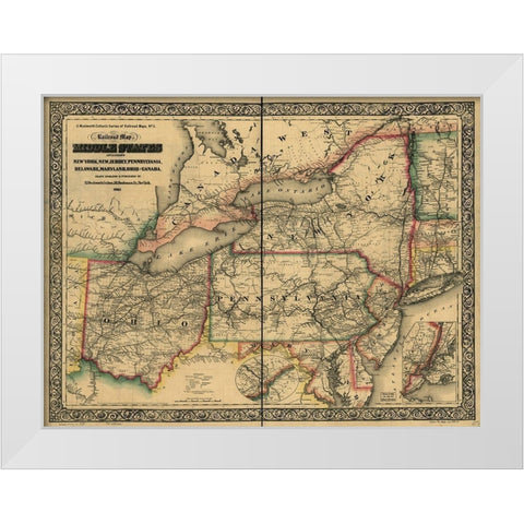 Civil War Railroad Map 1862 White Modern Wood Framed Art Print by Vintage Maps