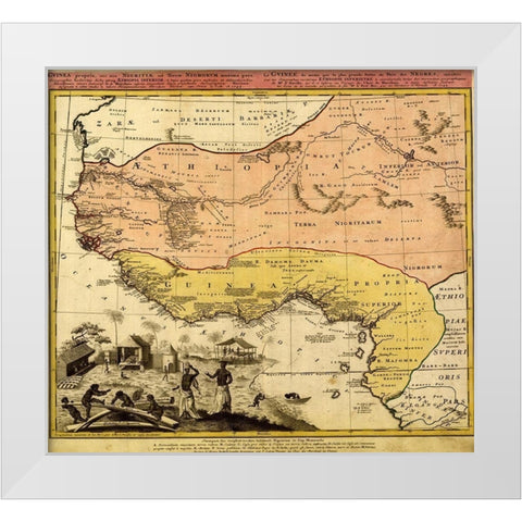 Guinee and Black Africa White Modern Wood Framed Art Print by Vintage Maps