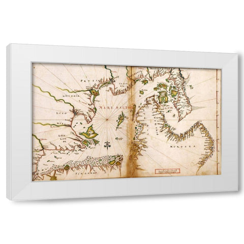 Baltic Sea in a Polar Projection 1630 White Modern Wood Framed Art Print by Vintage Maps
