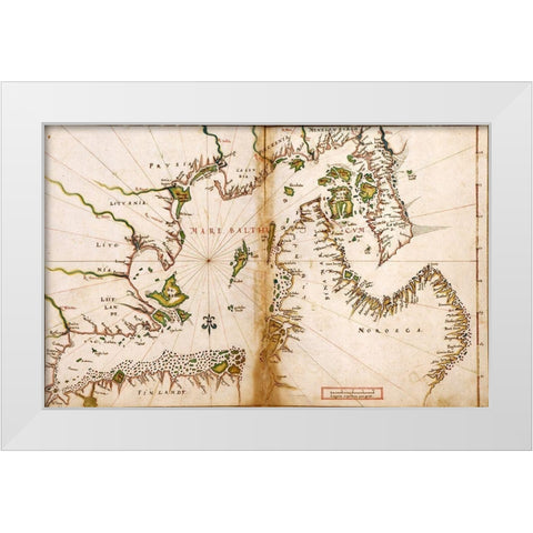 Baltic Sea in a Polar Projection 1630 White Modern Wood Framed Art Print by Vintage Maps