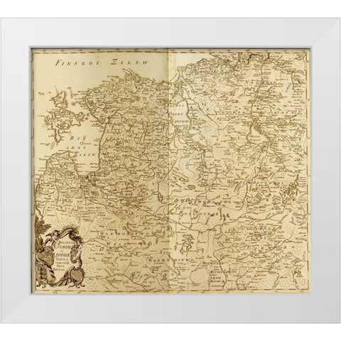 Estonia and Lithuania 1745 White Modern Wood Framed Art Print by Vintage Maps