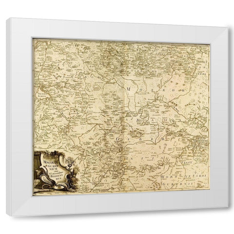 Moscow Region Russia 1745 White Modern Wood Framed Art Print by Vintage Maps