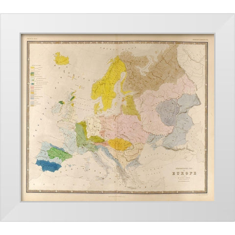 Ethnographic Map of Europe White Modern Wood Framed Art Print by Vintage Maps