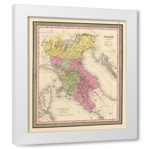 Italy 1849 White Modern Wood Framed Art Print by Vintage Maps