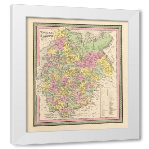 Russia in Europe 1849 White Modern Wood Framed Art Print by Vintage Maps
