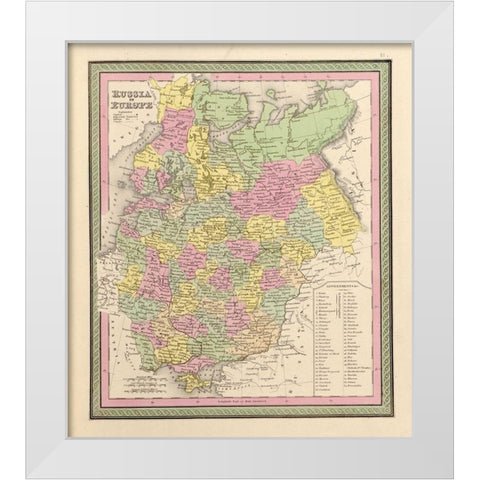 Russia in Europe 1849 White Modern Wood Framed Art Print by Vintage Maps