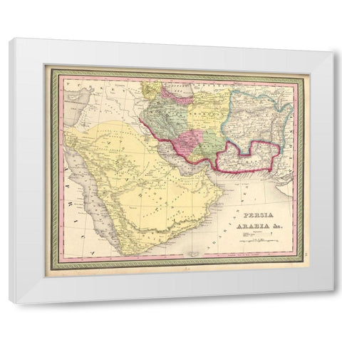 Persia and Arabia 1849 White Modern Wood Framed Art Print by Vintage Maps