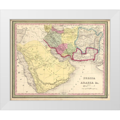 Persia and Arabia 1849 White Modern Wood Framed Art Print by Vintage Maps